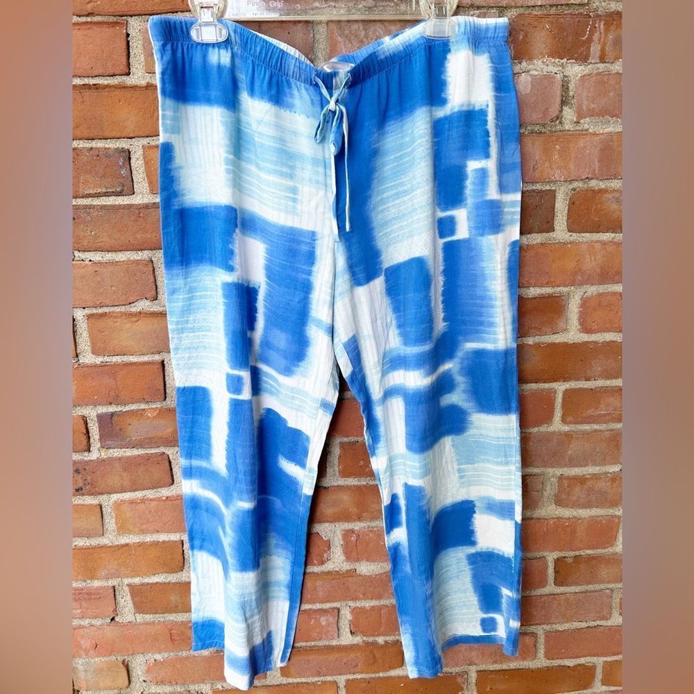Natori Blue Squares Cropped Pajama Pants